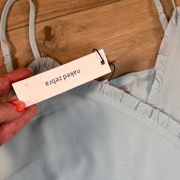 Naked Zebra Light Blue Ruffle Wrap Tank Dress NWT - Picture 5 of 13